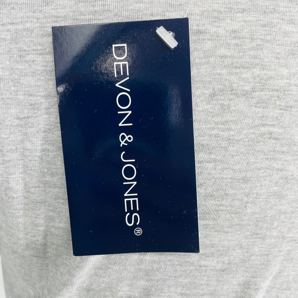 Devon & Jones Gray V-Neck 3/4 Sleeve Tee Shirt K18 - Picture 3 of 6